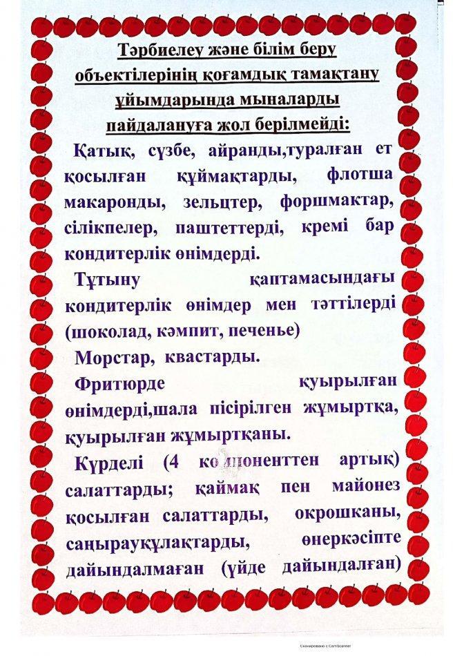 Пайдалануға жарамсыз тамақтар тізімі
